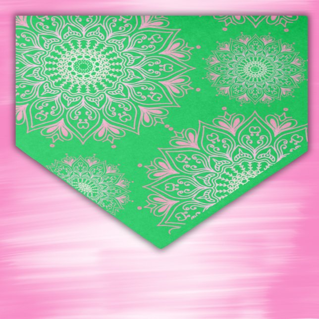 Papel De Seda Mandala rosa bonito em verde | (Criador carregado)