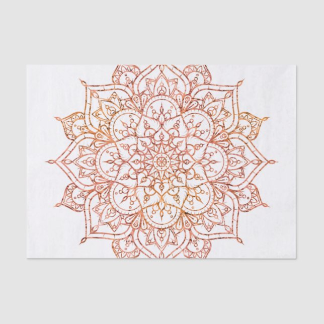 Papel De Seda Mandala Rosa e Laranja no Glama Branco (Frente )