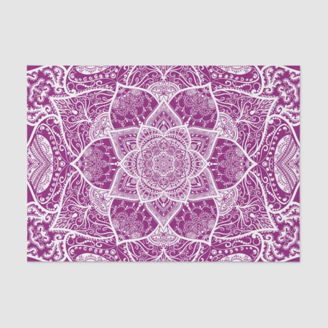 Papel De Seda Mandala roxa e branca - Loergann na Dahlia (Frente )