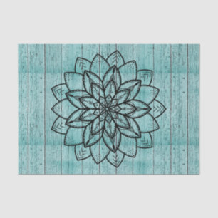 Papel De Seda Mandala sobre madeira azul envelhecida