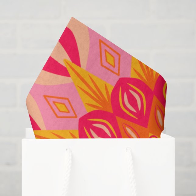 Papel De Seda Mandala Sobreposto Laranja Rosa Amarelo (Sacola de presentes)