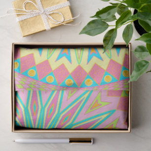 Papel De Seda Mandala Sobreposto Rosa Azul Amarelo Verde-Menta R