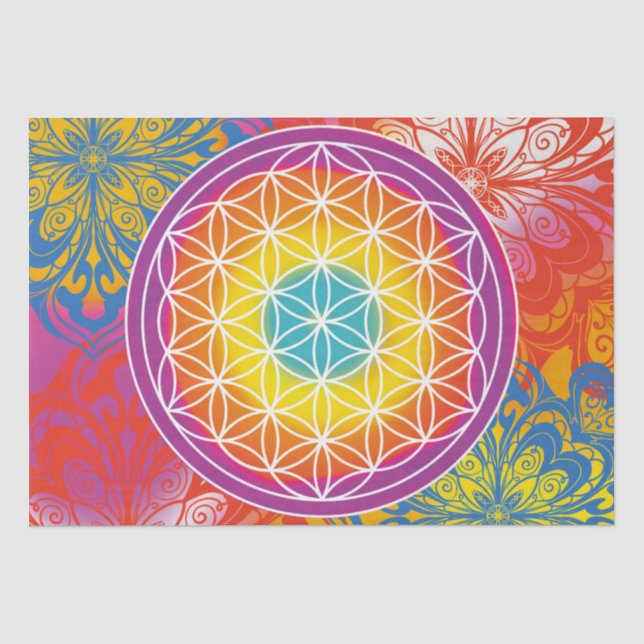 Papel De Seda Mandala zen flor da vida (Frente )