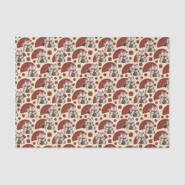 Papel De Seda Maneki Neko Cat (Frente )