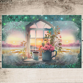 Papel De Seda Manhã Mágica do Márbaro - Café em Flores na Janela