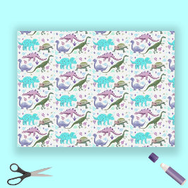 Papel De Seda Mania de Dinossauros Coloridos
