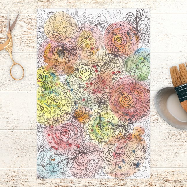 Papel De Seda Mânre de Aquarela Elegante e Dótulo Floral de Tint (Criador carregado)