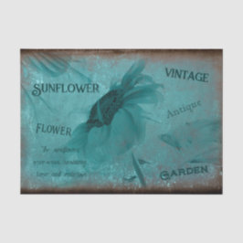 Papel De Seda Manuscrito Antiquado de Teto Azul Sunflower