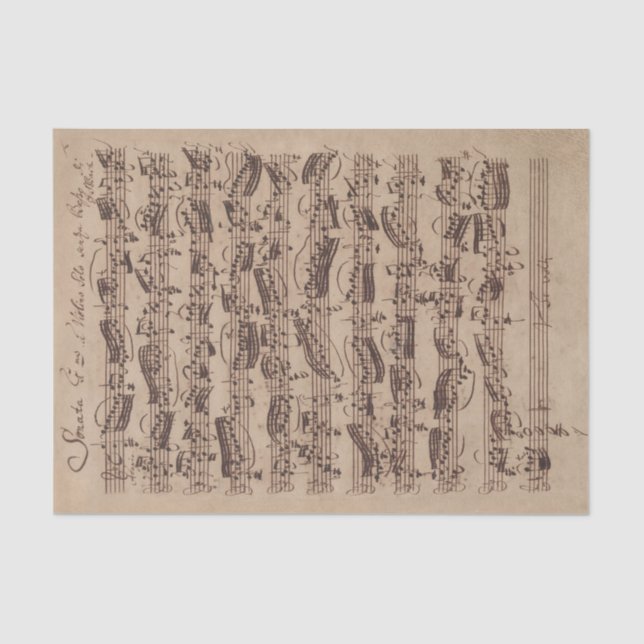 Papel De Seda Manuscrito de Antecipação de Música de Folha Antig (Frente )