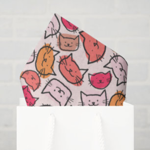 Papel De Seda Mão De Gato Rosa Quente, Pinta Quente E Laranja De
