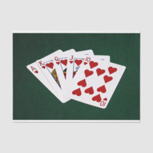 Papel De Seda Mãos-Poker - Royal Flush - Cabeça de Coração