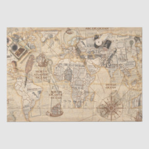 Papel De Seda mapa antigo