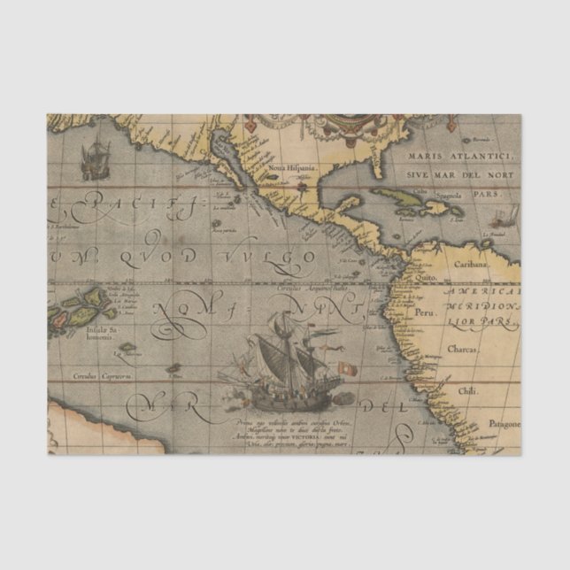 Papel De Seda Mapa antigo antigo inspirado (14) Bagagem (Frente )