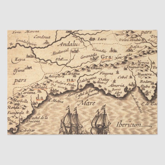 Papel De Seda Mapa antigo antigo inspirado (3) (Frente )