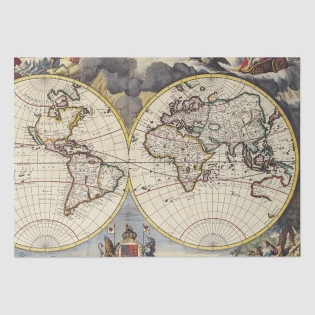 Papel De Seda Mapa antigo antigo inspirado (4) (Frente )