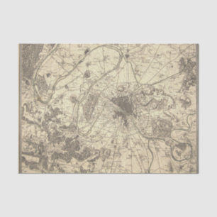 Papel De Seda Mapa antigo de Paris
