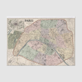 Papel De Seda Mapa Antigo de Paris França Decoupage Efêmero