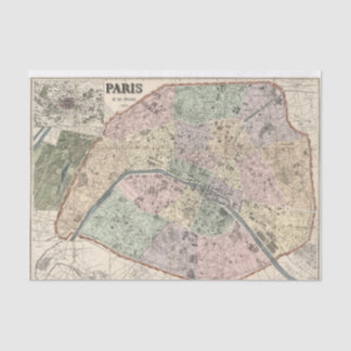 Papel De Seda Mapa Antigo de Paris França Decoupage Efêmero