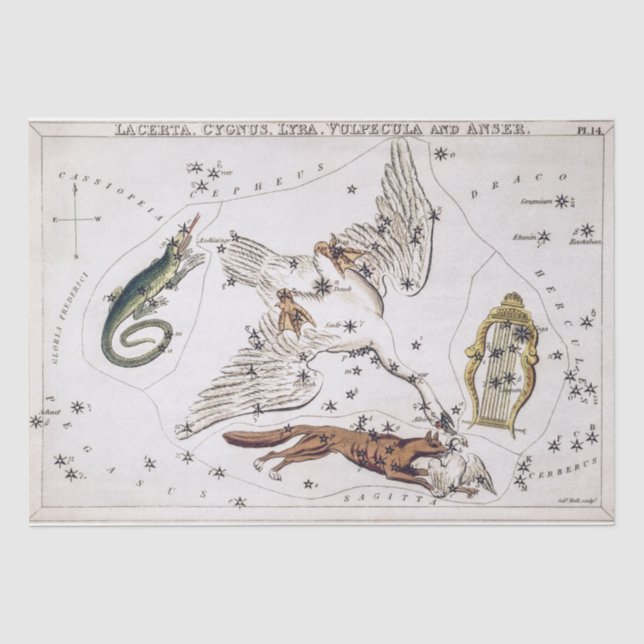 Papel De Seda Mapa Celeste Astronômico Antigo (Frente )