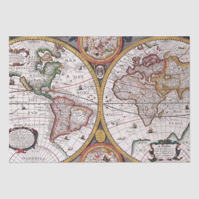 Papel De Seda Mapa Celestial Antigo com Diagramas do Zodíaco (Frente )