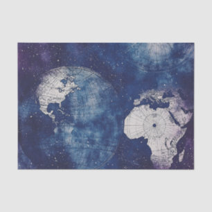 Papel De Seda Mapa Celestial Antigo Roxo Cósmico do Mundo