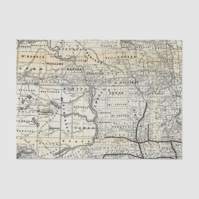 Papel De Seda Mapa correto de Dakota (Frente )