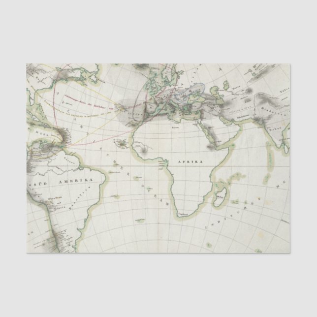 Papel De Seda Mapa da atividade vulcânica (Frente )