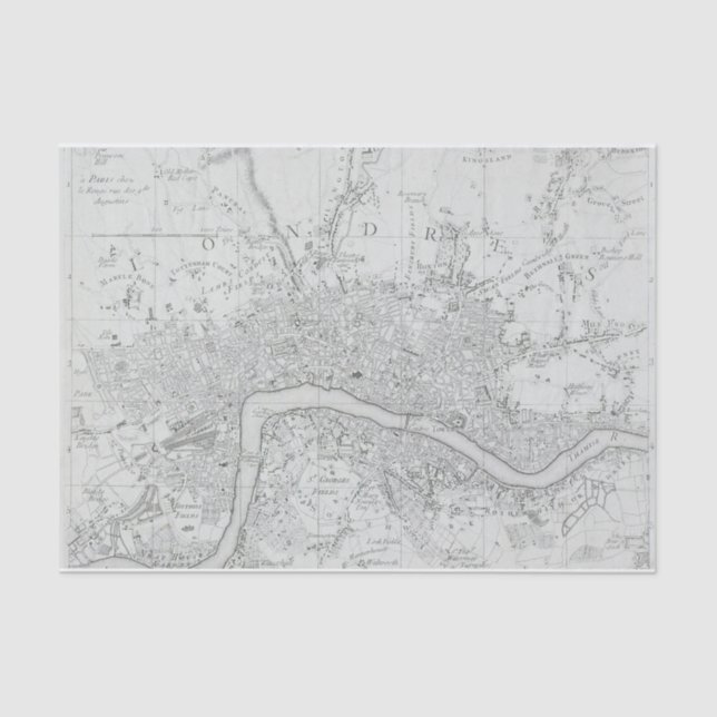 Papel De Seda Mapa da cidade de Londres antiga e negra (Frente )