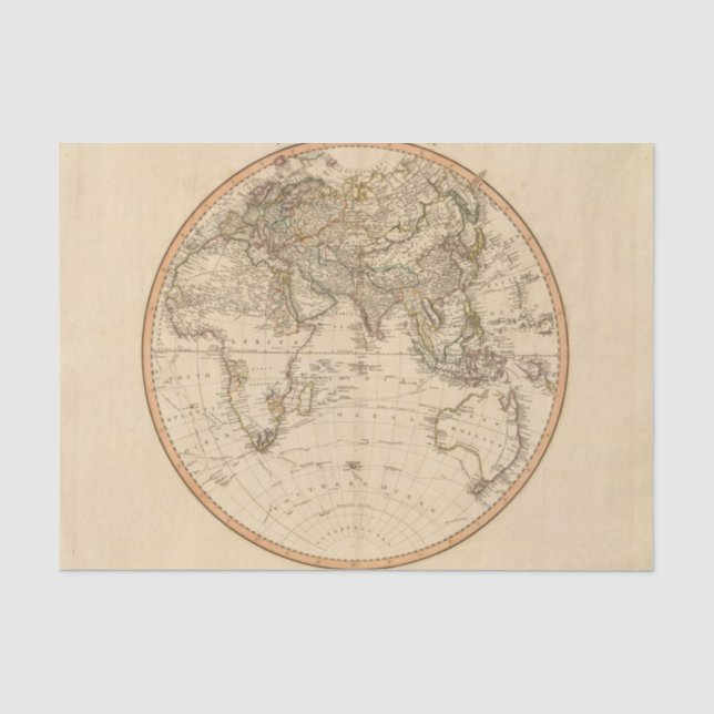 Papel De Seda Mapa da circular do hemisfério oriental (Frente )
