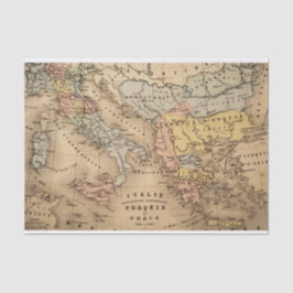 Papel De Seda Mapa da Itália, Turquia e Grécia