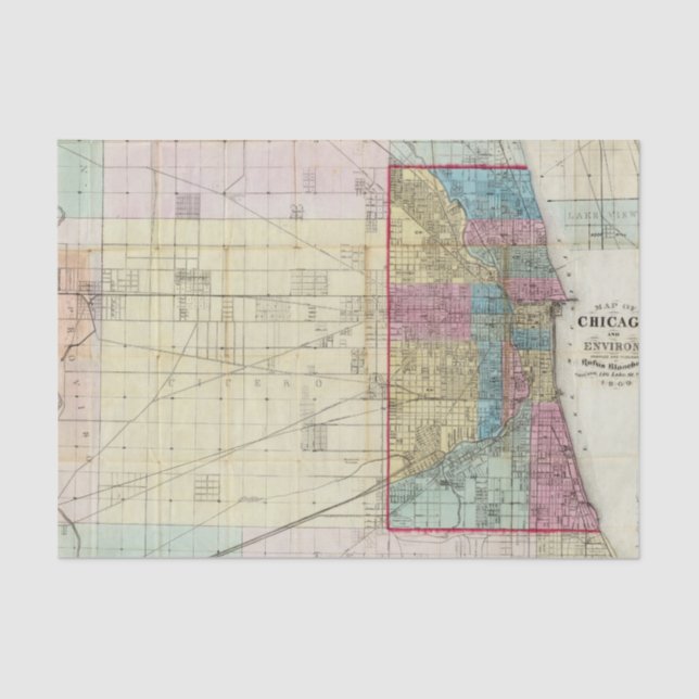 Papel De Seda Mapa de Chicago (Frente )