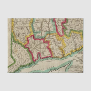 Papel De Seda Mapa de Connecticut