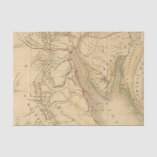 Papel De Seda Mapa de Egipto, de Palestina e de Arábia