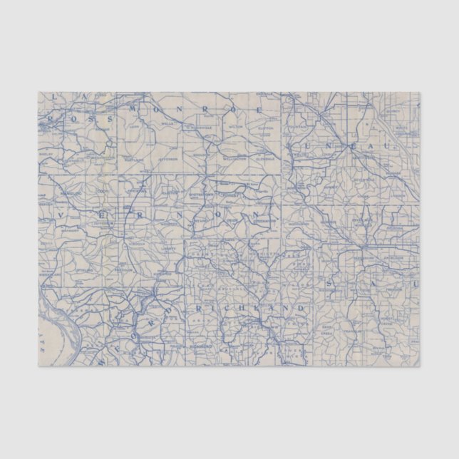 Papel De Seda Mapa de estradas da bicicleta de Wisconsin (Frente )