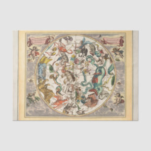Papel De Seda Mapa de Estrelas do Céu Celestial Zodiac