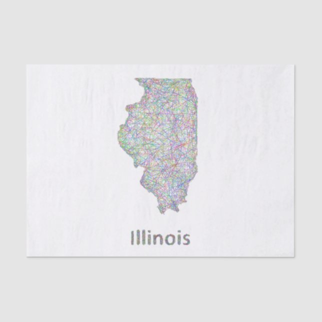 Papel De Seda Mapa de Illinois (Frente )