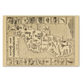 Papel De Seda Mapa de Imagens Antiquado da Ilha de Madagascar Kr