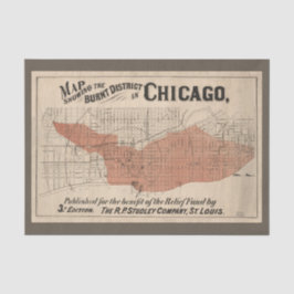 Papel De Seda Mapa de Incêndio do Excelente Vintage Chicago, 187
