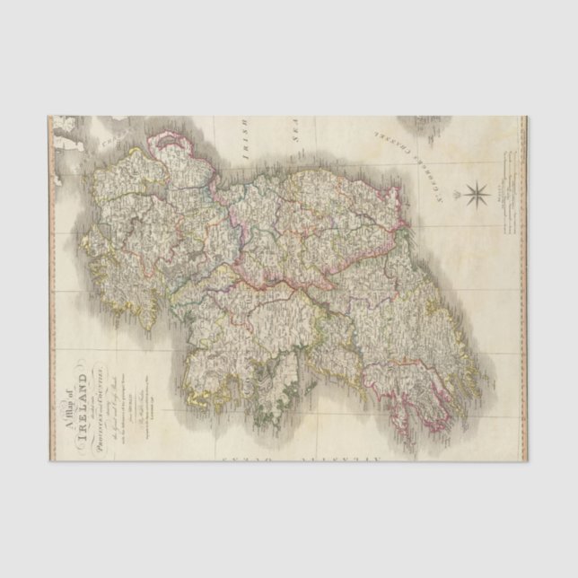 Papel De Seda Mapa de Ireland (Frente )