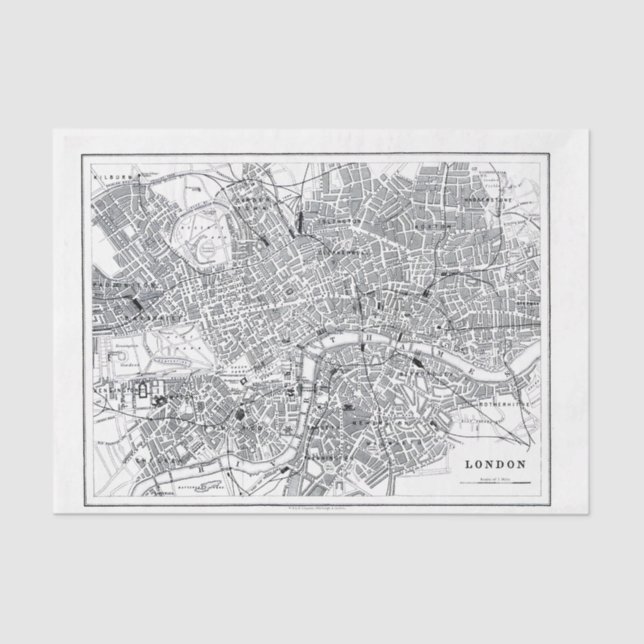 Papel De Seda Mapa de Londres (Frente )