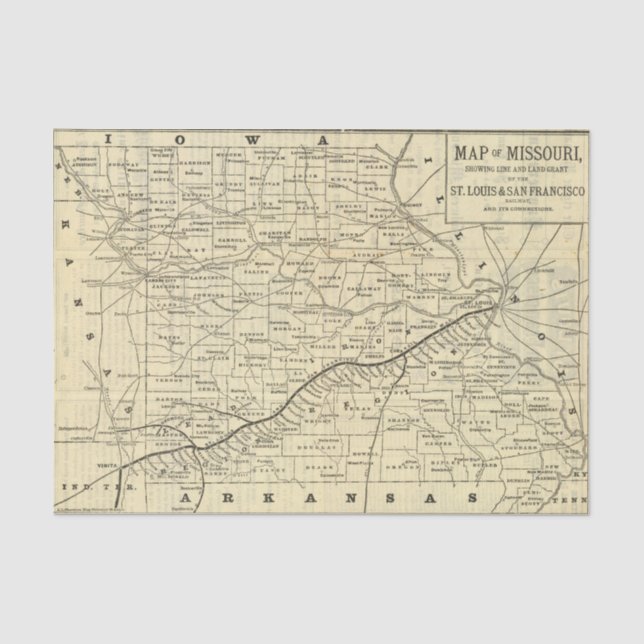Papel De Seda Mapa de Missouri 2 (Frente )
