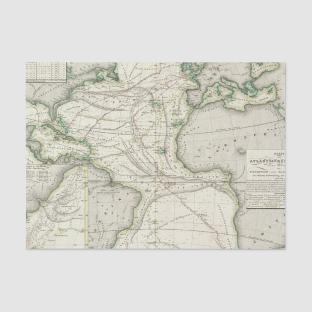 Papel De Seda Mapa de Oceano Atlântico (Frente )