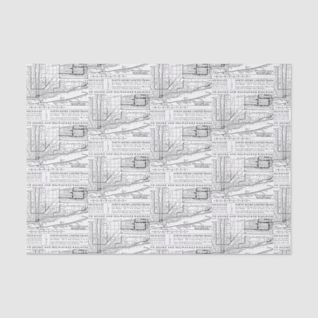 Papel De Seda Mapa de Vintage Milwaukee Railroad (Frente )