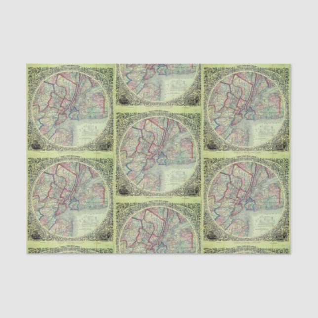 Papel De Seda Mapa de Vintagens do Artesanato de Decoupage de Ár (Frente )