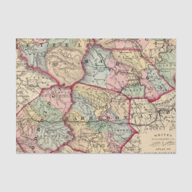 Papel De Seda Mapa de Winfield, West Virginia (Frente )