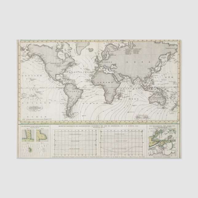 Papel De Seda mapa do atlas da Maré-onda (Frente )