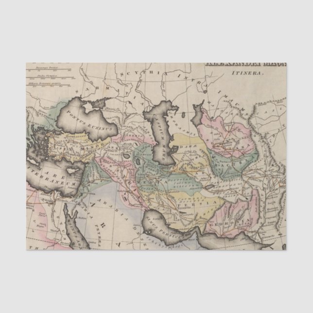 Papel De Seda Mapa do atlas de Ásia (Frente )