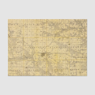 Papel De Seda Mapa do Condado de Jefferson, estado de Iowa