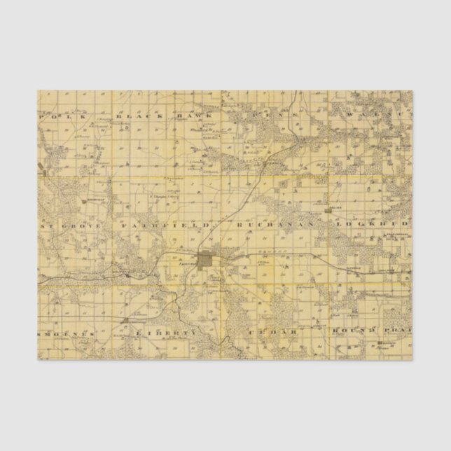 Papel De Seda Mapa do Condado de Jefferson, estado de Iowa (Frente )