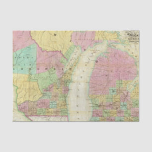 Papel De Seda Mapa do estado de Michigan